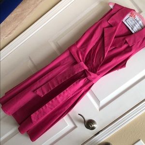 Hot pink figure flattering wrap front dress.